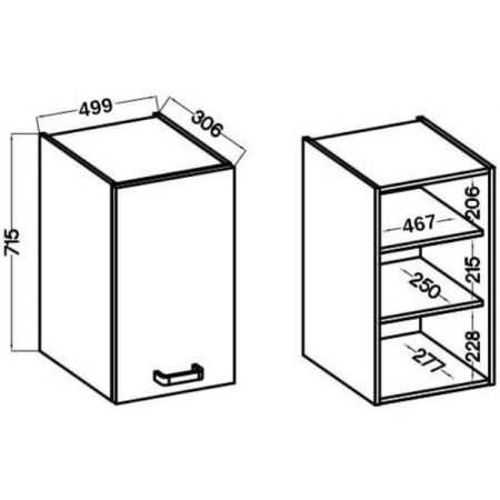 szafka kuchenna górna 50 cm CREMA 50 G-72 1F dąb cremona / czarny mat